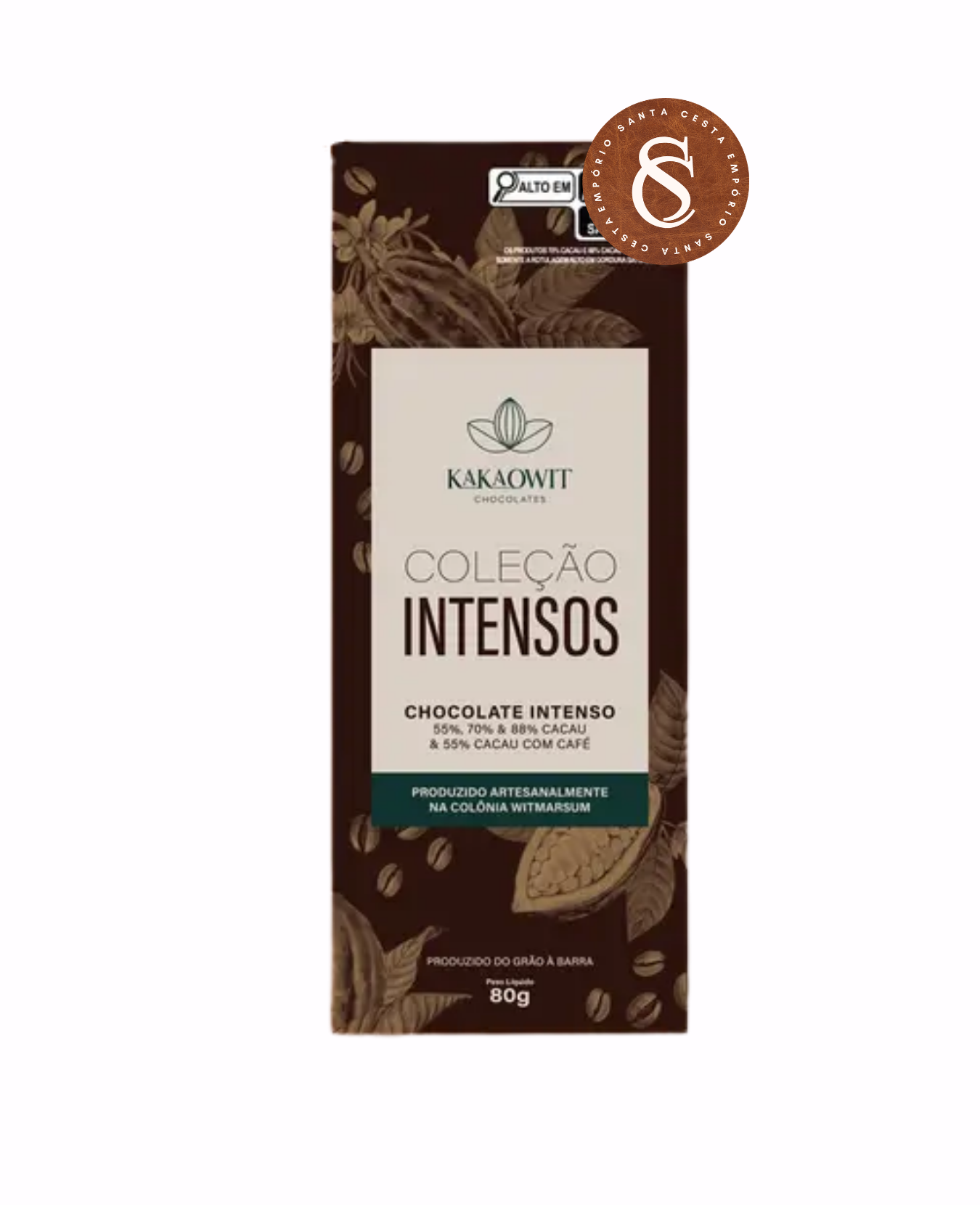 COLEÇÃO DE CHOCOLATE INTENSOS 88%, 70%, 55% E 55% CACAU COM CAFÉ KAKAOWIT 80G (4X 20G)