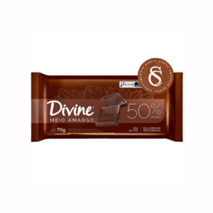 BARRA DE CHOCOLATE MEIO AMARGO 50% CACAU DIVINE 70G