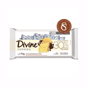 BARRA DE CHOCOLATE BRANCO 30% CACAU COM COOKIES DIVINE 70G