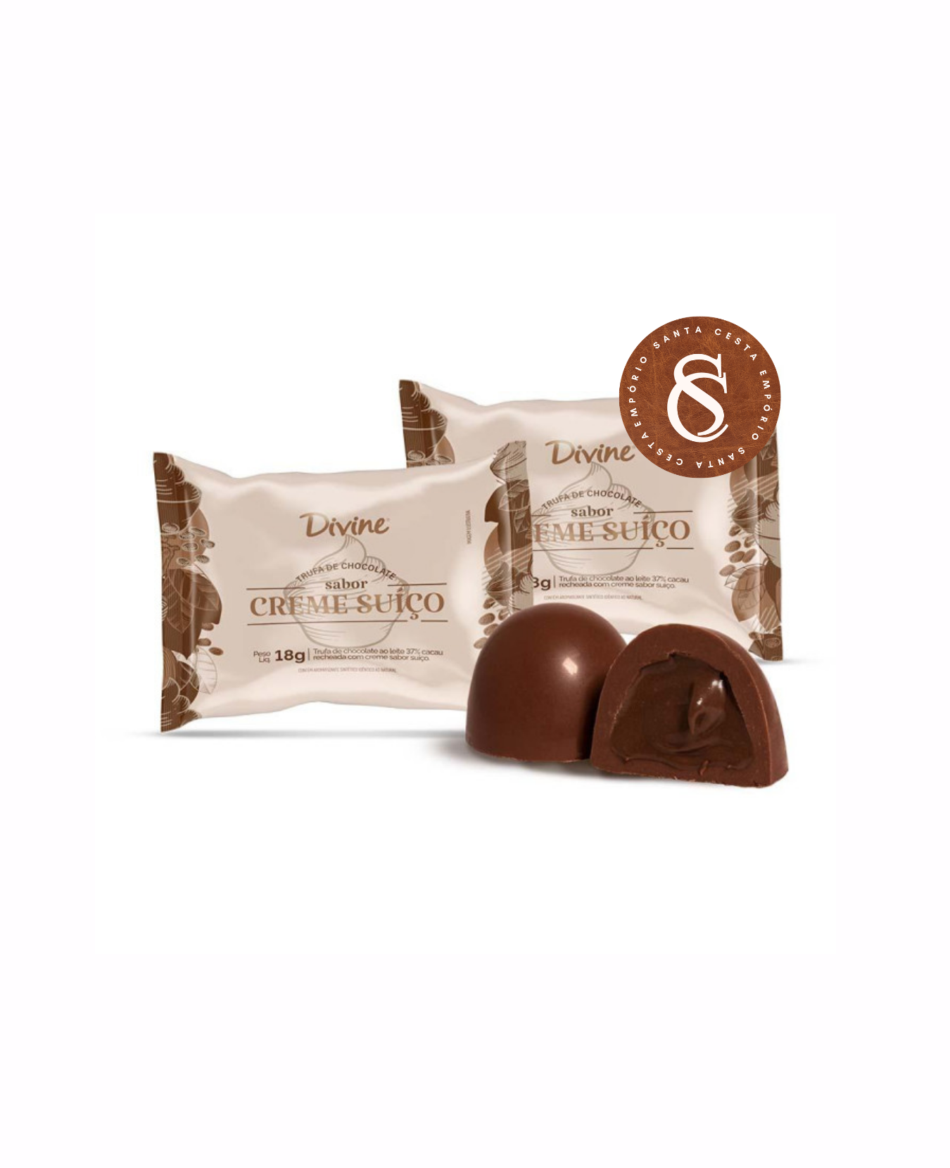 TRUFA DE CHOCOLATE SABOR CREME SUÍÇO DIVINE 18G